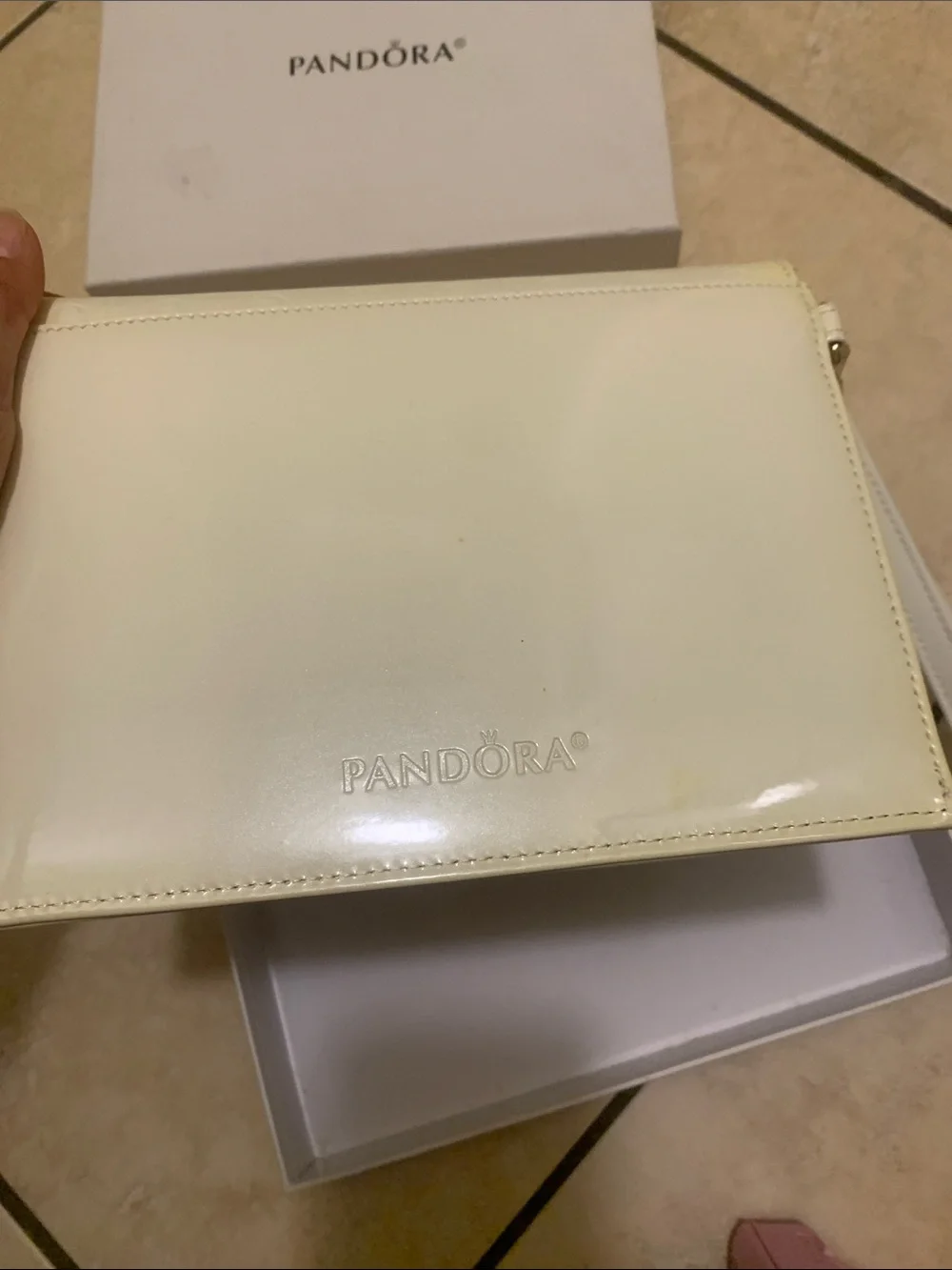 PANDORA Cream Envelope Wristlet Clutch